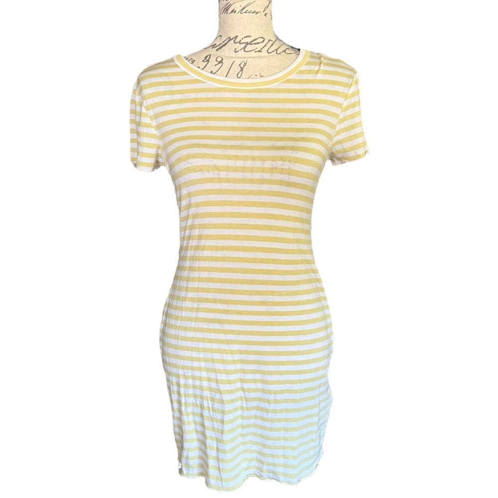 RVCA Green White Rover Striped T Shirt Body Con Soft Stretch Dress Size Small